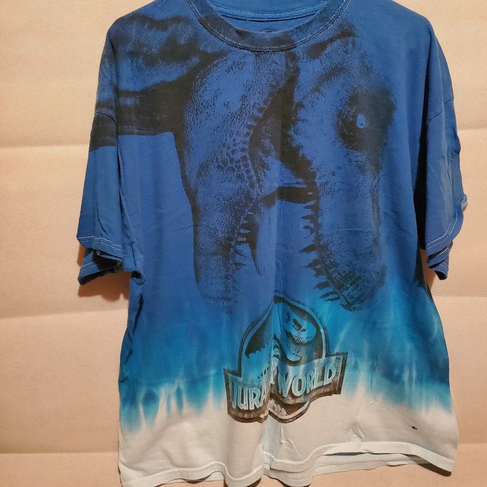 Jurassic World Mens 2XL Blue & White T-shirt